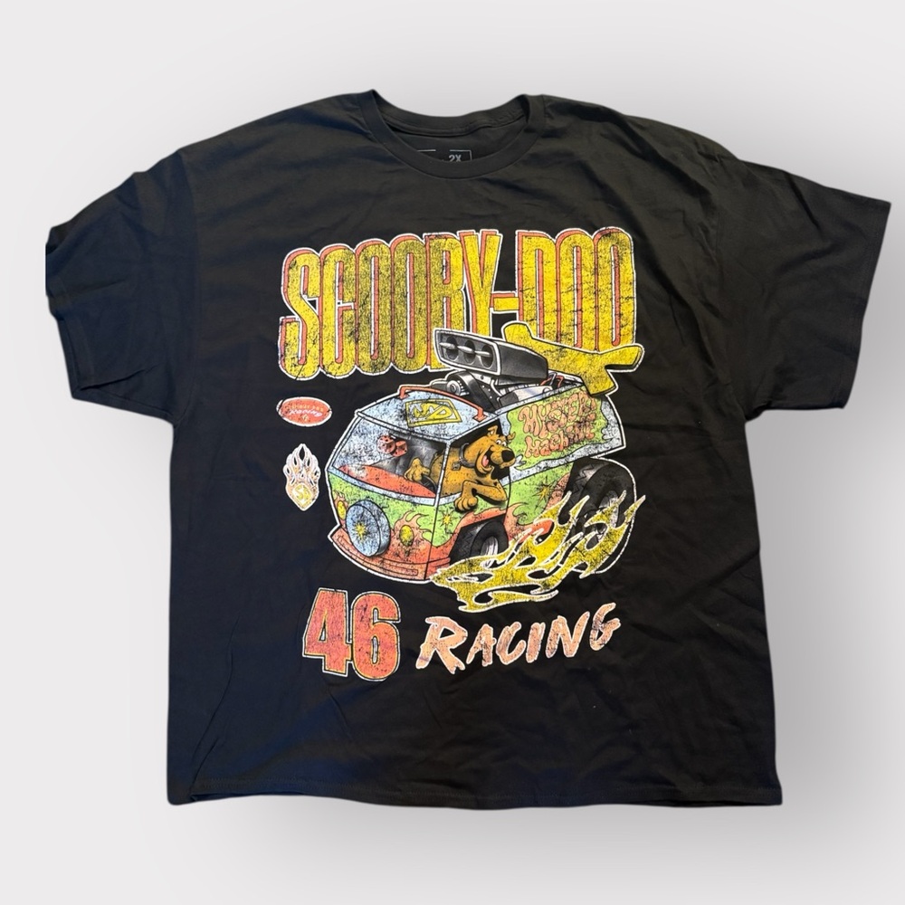 Scooby-Doo 46 Racing Graphic T-Shirt Black Mens‎ 2XL Cartoon Tee